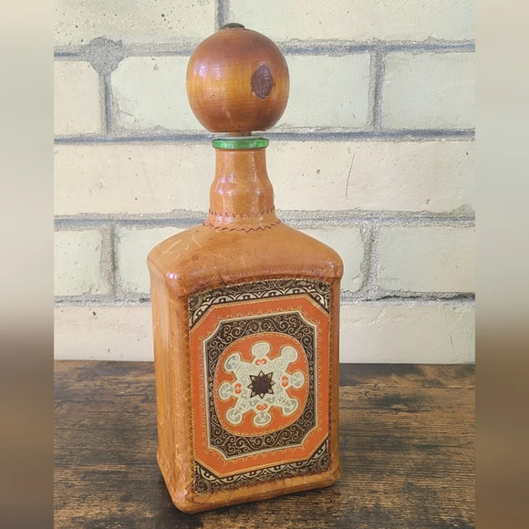 Vintage Leather Wrapped Decanter - Picture 1 of 8